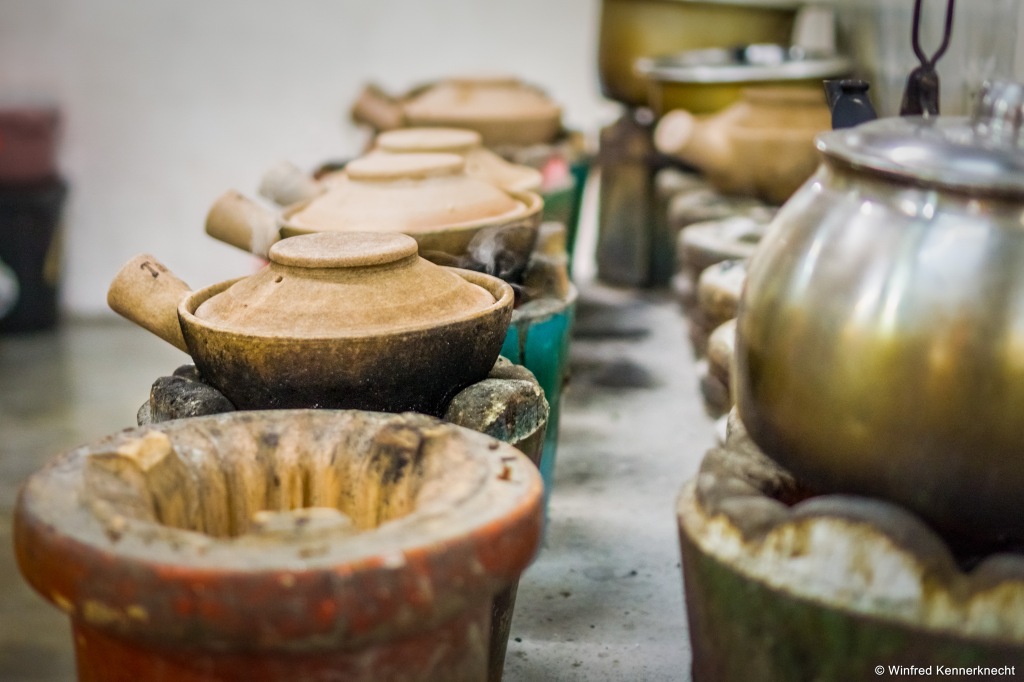 Clay pots at cedar point food court in Johor Bahru, Malaysia.