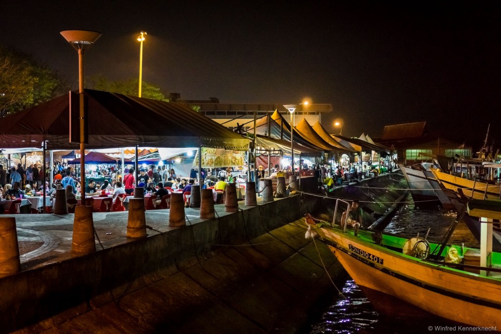 Waterfront restaurants in Kota Kinabalu, Malaysia.